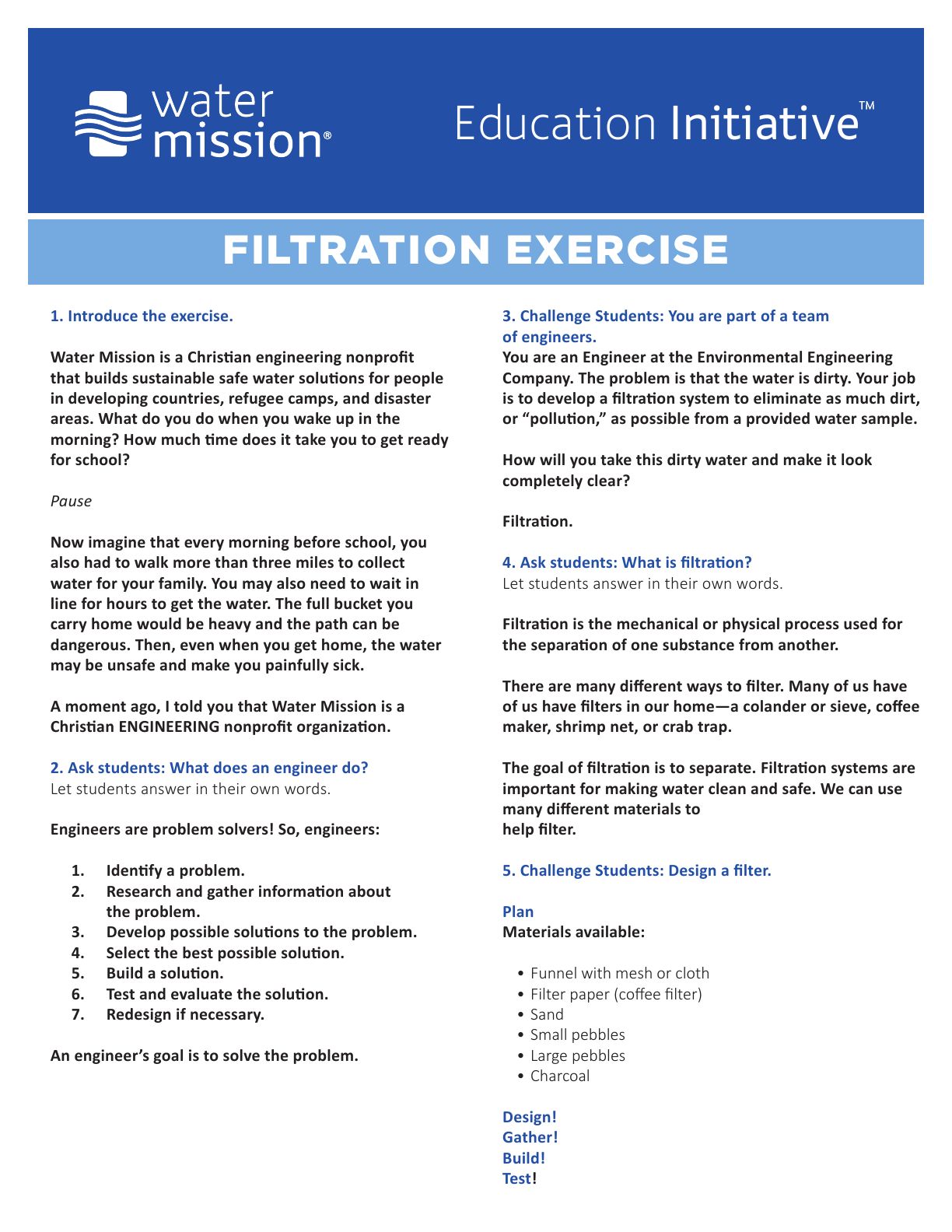 Filtration Exercise