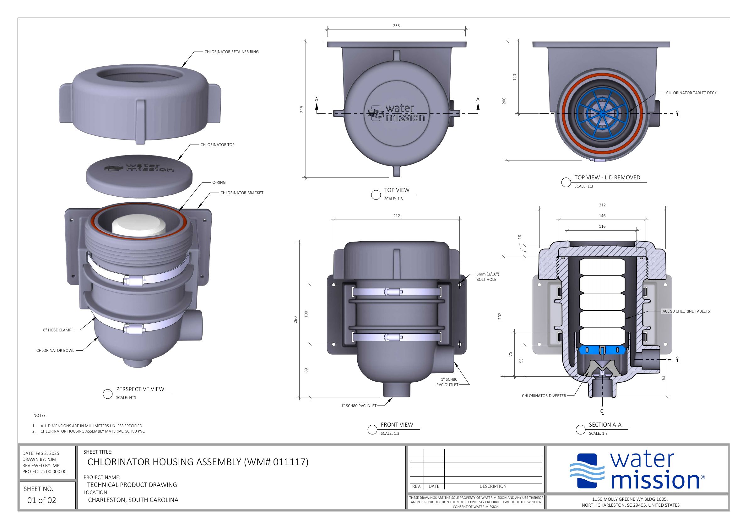 Erosion Chlorinator Dimensions Drawing