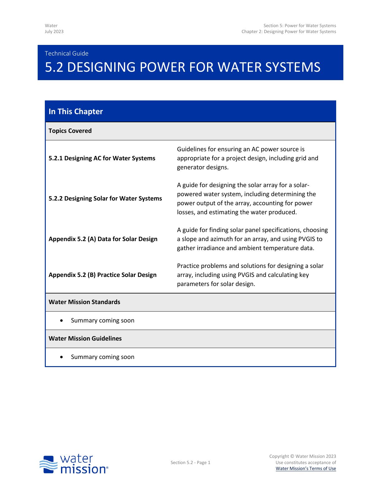 Designing Power for Water Systems