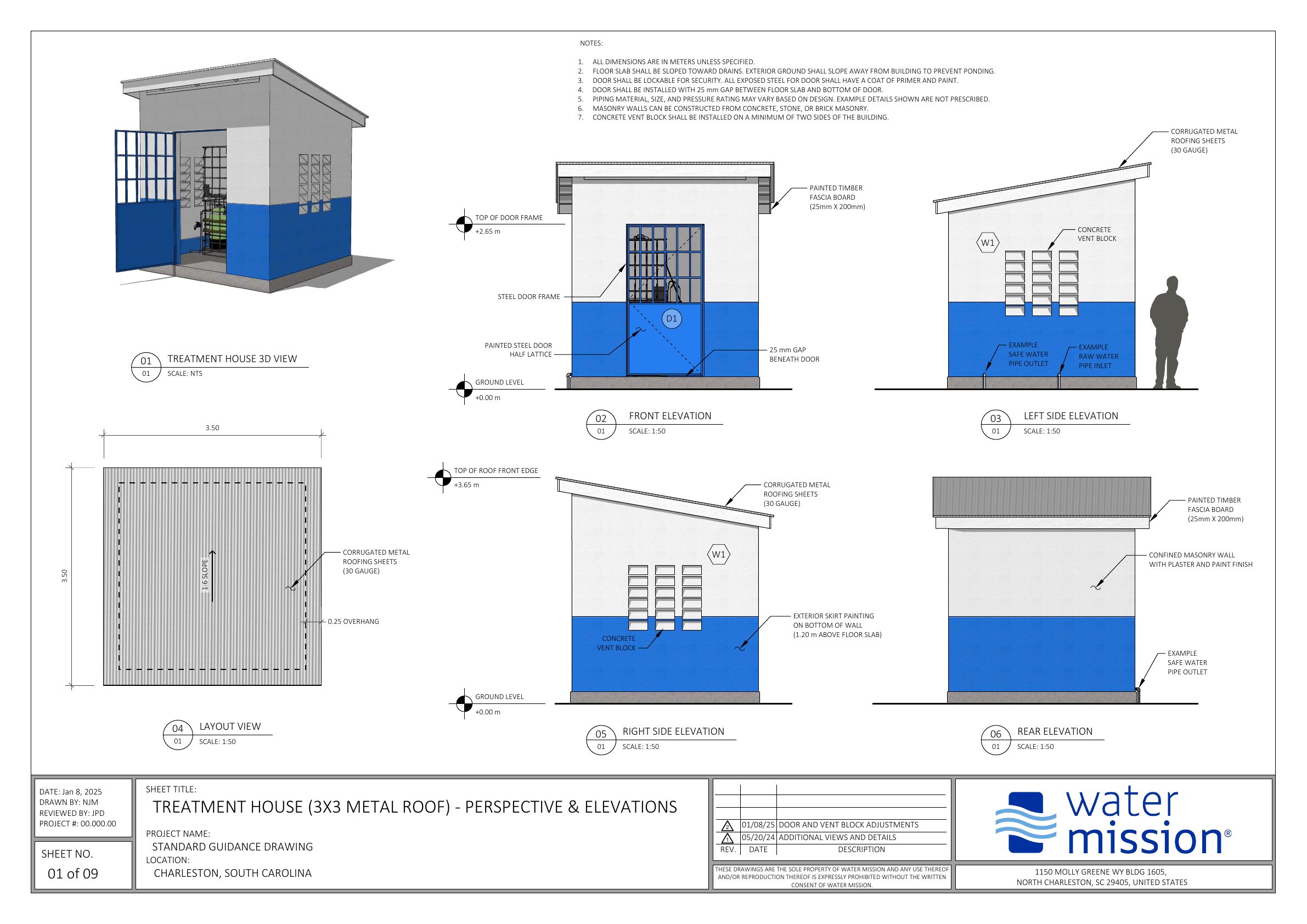 Treatment Bldg: Slab Roof, Stem Wall Drawing