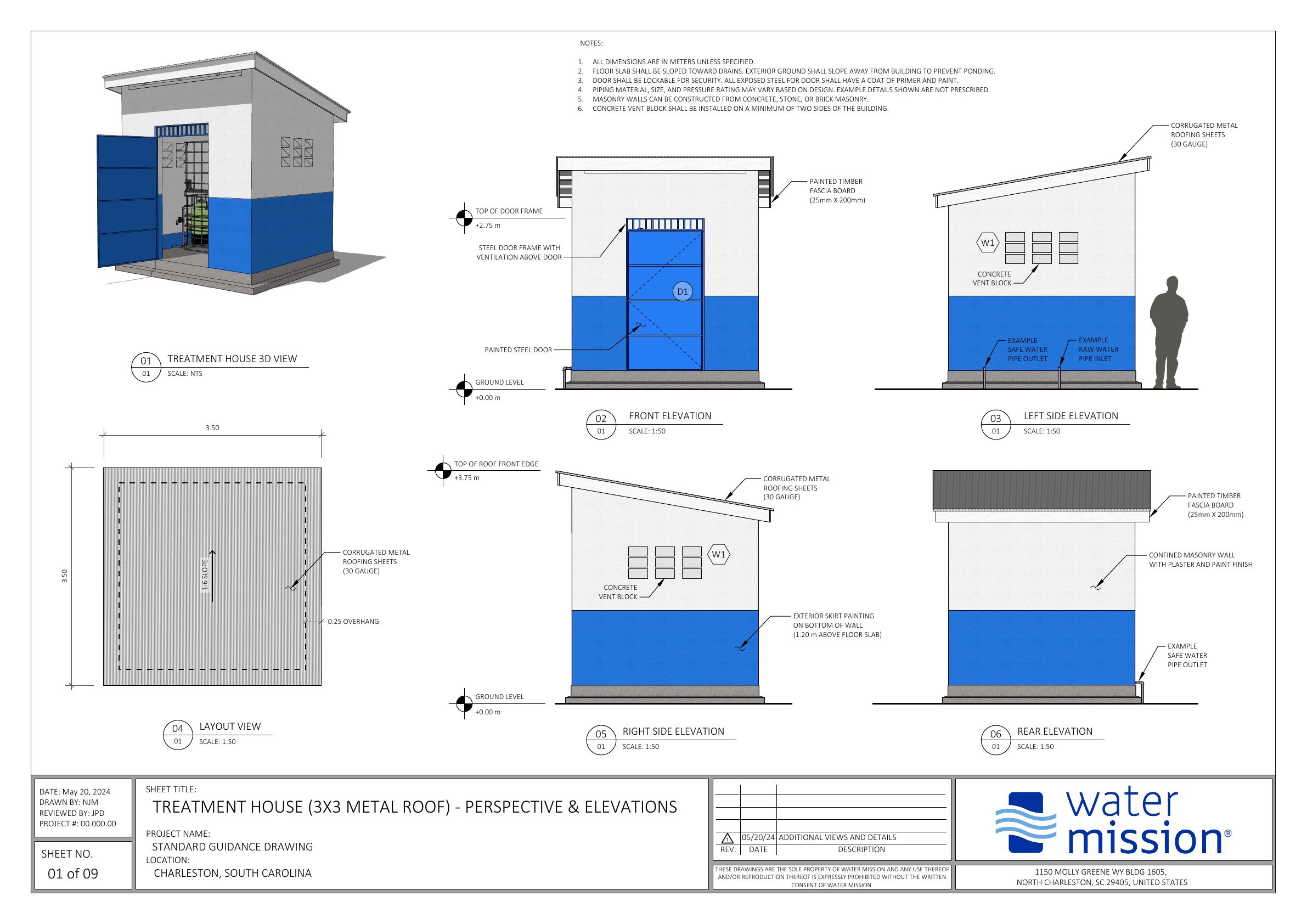 Treatment Bldg: Slab Roof, Stone Fnd. Drawing
