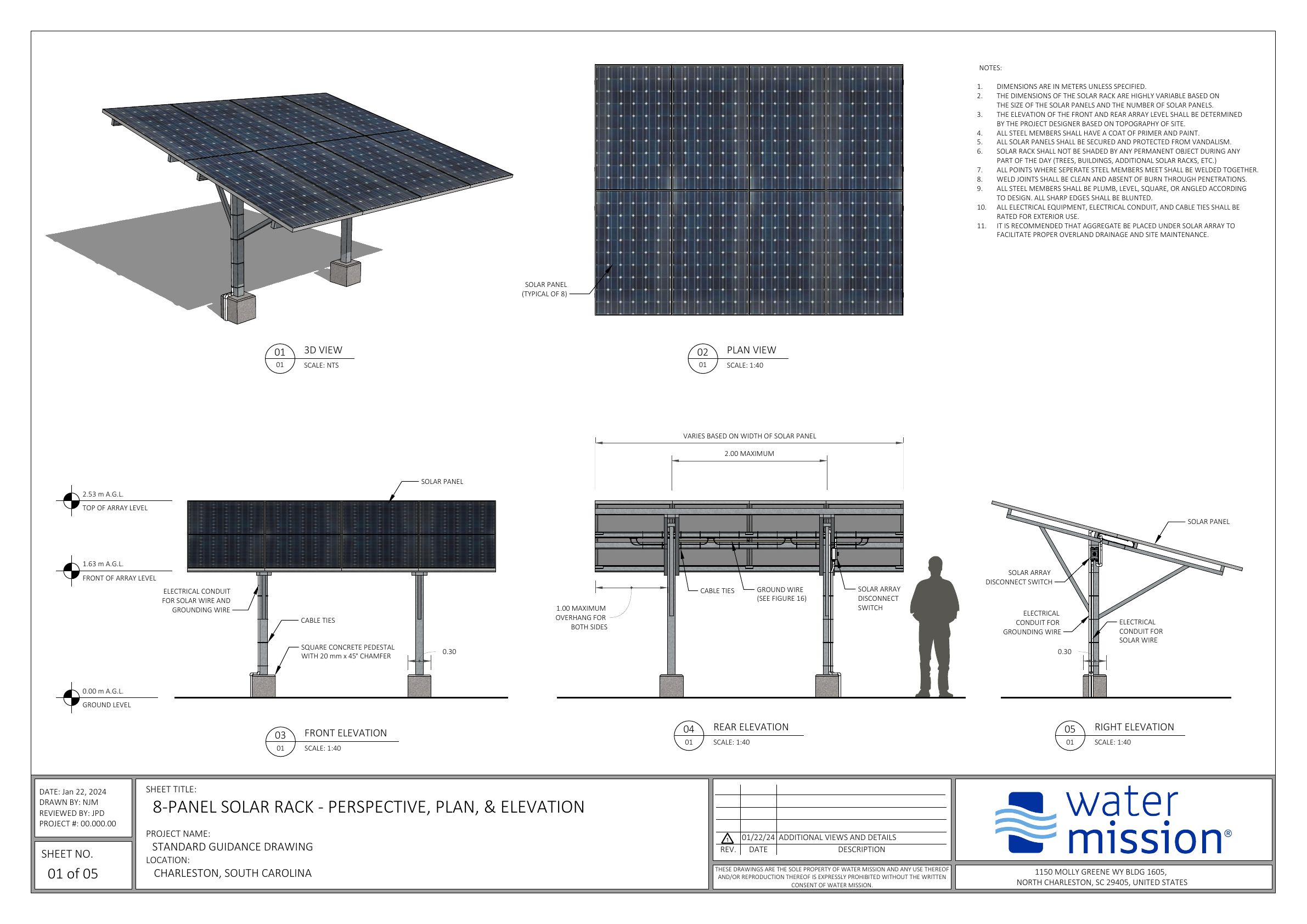 Solar Rack: Ground Mount, Center Column Drawing